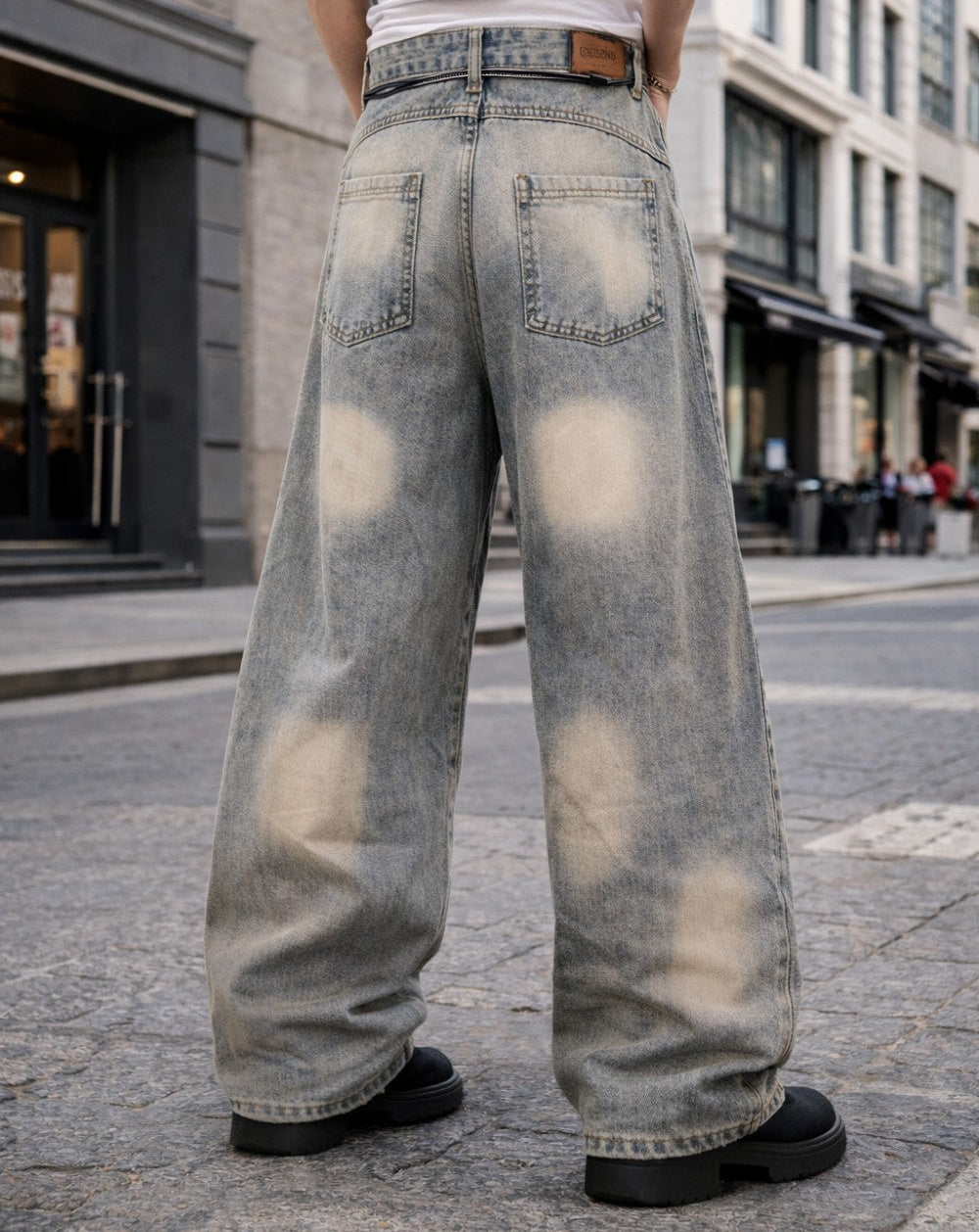 Spray Paint Gradient Wide Leg Denim Jeans WN28063