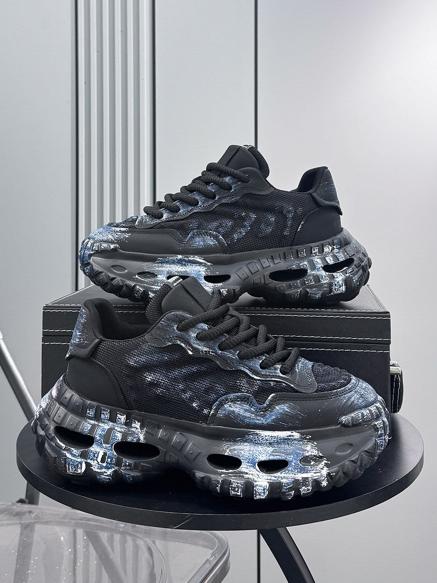 Damage Graffiti Print Chunky Sole Sneakers WN24585
