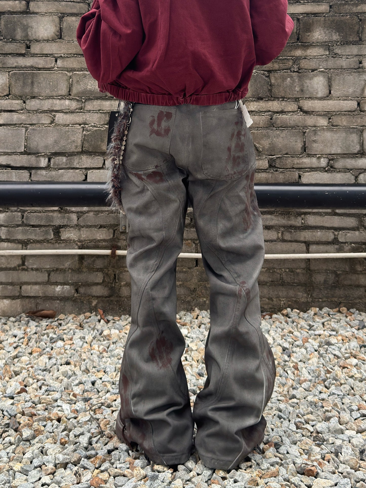 Damage Flare Stacked Denim Jeans WN22988