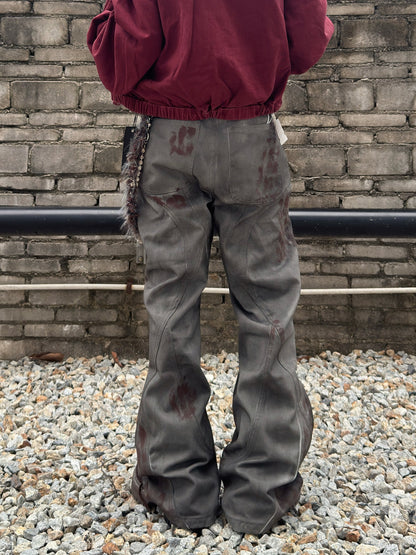 Damage Flare Stacked Denim Jeans WN22988