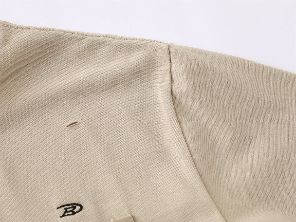 Damage Raw Hem Pocket Oversize Short Sleeve T-Shirt WN26864