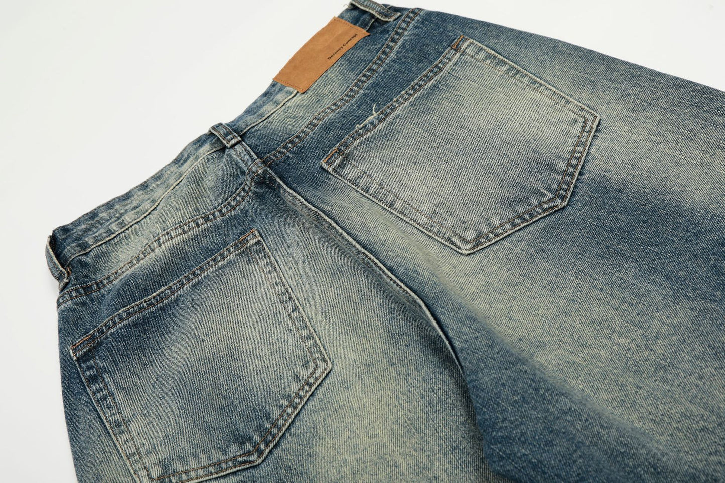 Whisker Damage Wide Leg Denim Jeans WN25973
