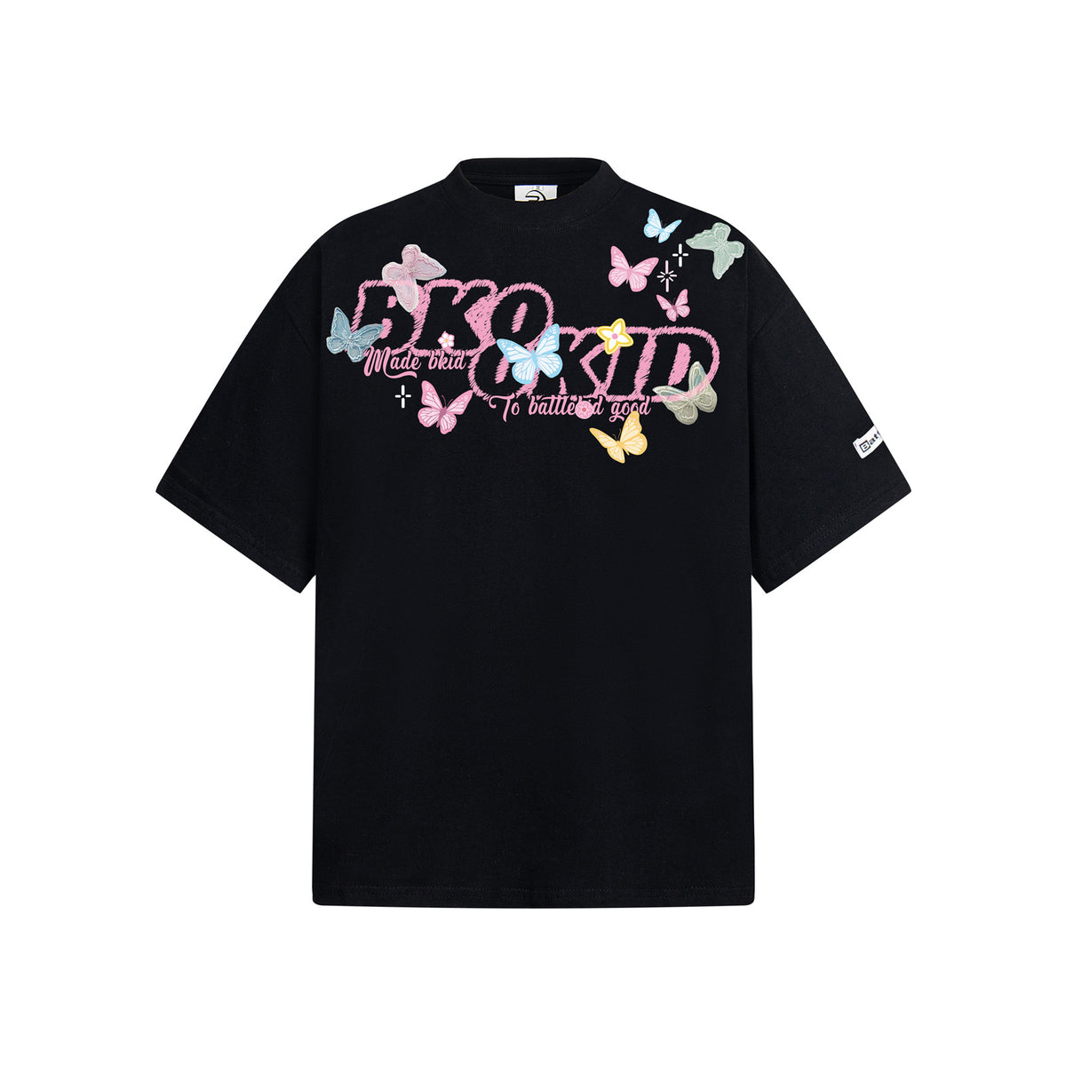 Butterfly Letter Print Oversize Short Sleeve T-Shirt WN26896