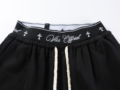 All-Over Graffiti Crackle Puff Print Wide Leg Sweatpants WN27852