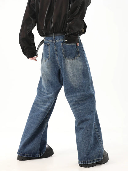 Washed Wide-Leg Straight Denim Jeans WN10399