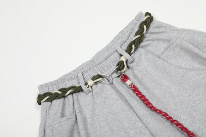 Rope Drawstring Curved Wide Leg Sweatpants WN25708