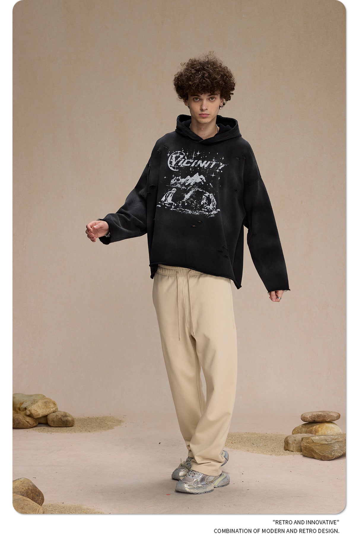 Spray Print Damage Cut0off Pullover Hoodie WN9991