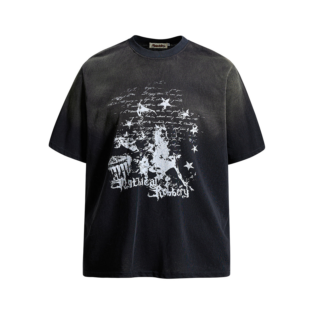 Washed Graphic Letter Print Short Sleeve T-Shirt WN25452