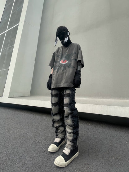 Graphic Letter Design Washed Short Sleeve T-Shirt WN18126