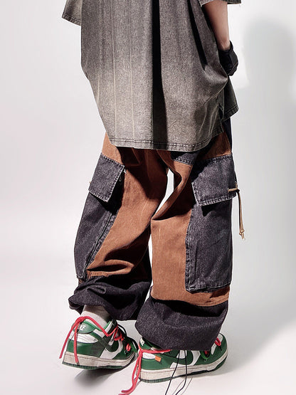 Multi Pocket Wide Leg Cargo Denim Jeans WN23979