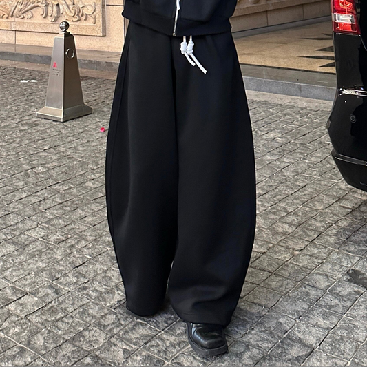 Sporty Oversize Zipper Hoodie & Wide Leg Sweatpants Setup WN25273
