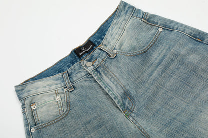 Washed Whisker Wide Leg Denim Jeans WN26037