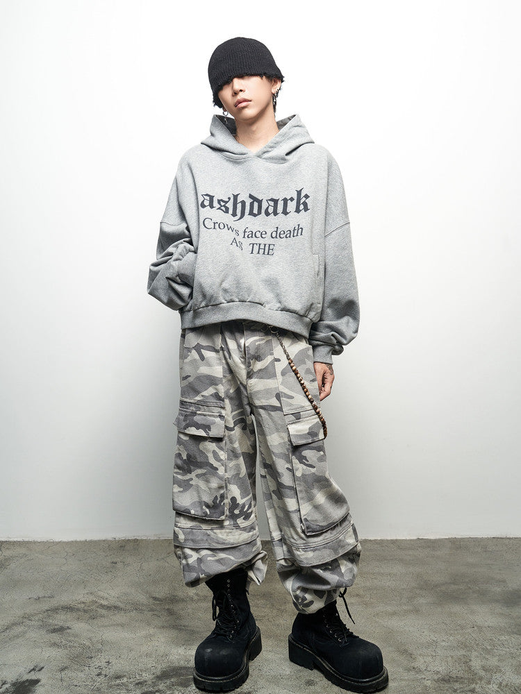 Letter Print Oversize Cropped Hoodie WN22965