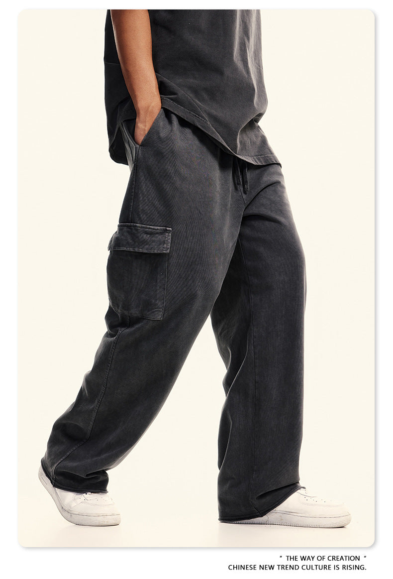 Washed Heavyweight Short Sleeve T-Shirt & Cargo Sweatpants Setup WN6063