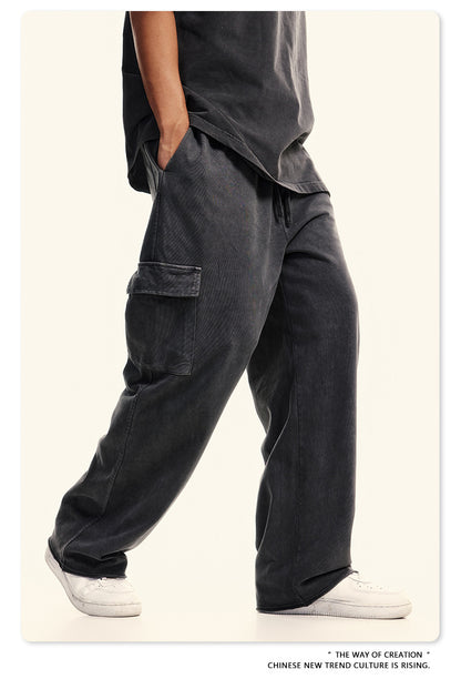 Washed Heavyweight Short Sleeve T-Shirt & Cargo Sweatpants Setup WN6063