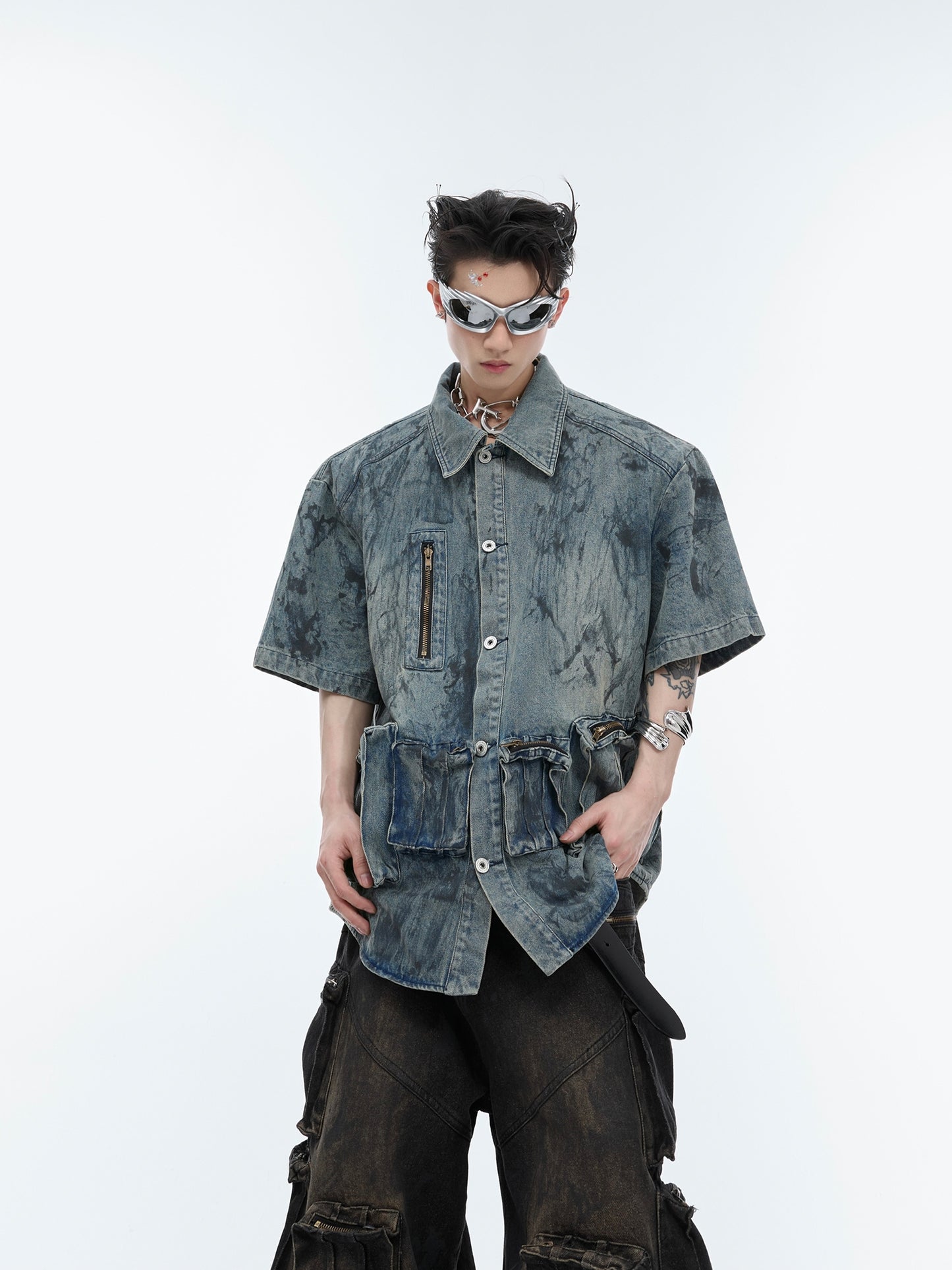 Oversize Paint Denim Shirt Jacket WN6483