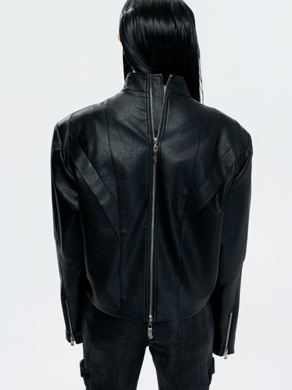 Heavyweight Waxed Rivet Double Zipper Jacket WN23549