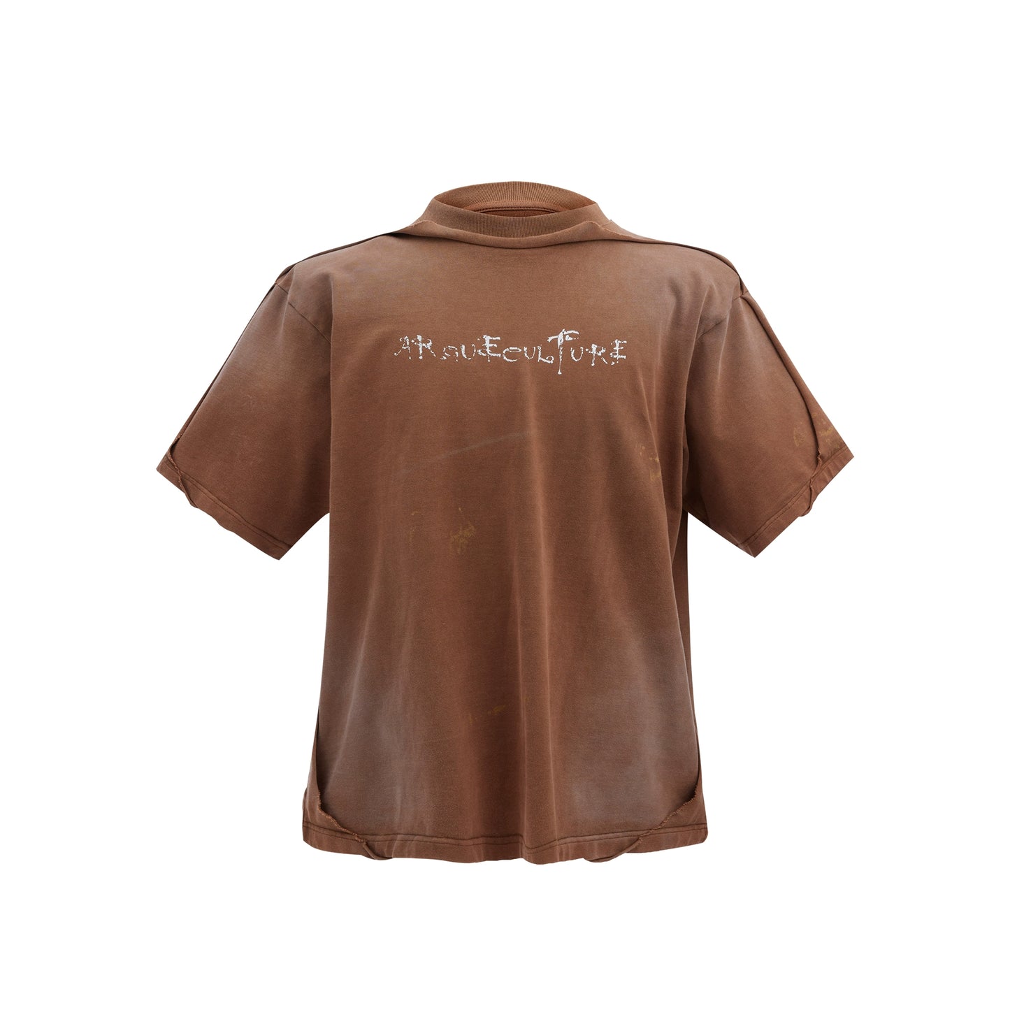 Washed Shoulder Pad Patchwork Short Sleeve T-shirt WN6507