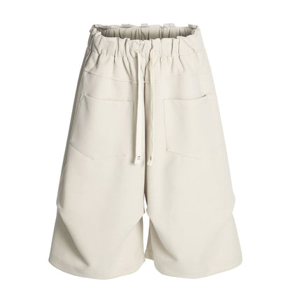 Pleats Panel Wide Leg Half Sweatpants WN26091