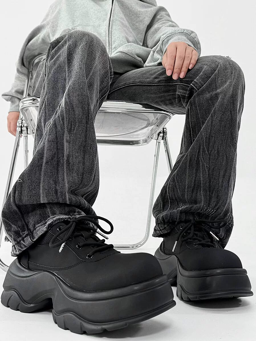 Chunky Sole Round Toe Leather Shoes WN19144