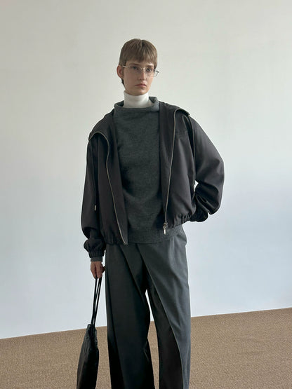 Oversize Zipper Hooded Jacket WN21488