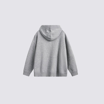Letter Embroidery Hooded Knit Cardigan WN28125