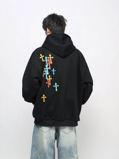 Foam Cross Print Zipper Hoodie WN21040