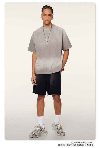 Washed Gradient Raglan Sleeve T-Shirt WN6065