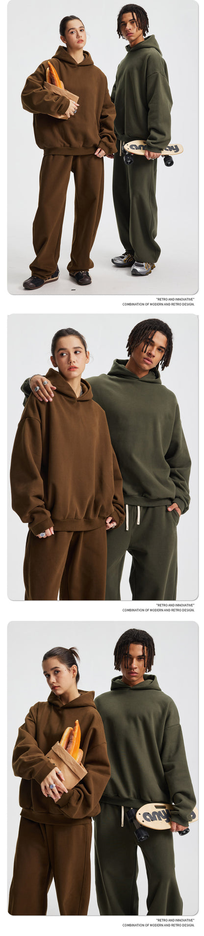 Fleece Lining Oversize Hoodie & Wide Leg Sweatpants Setup WN23113