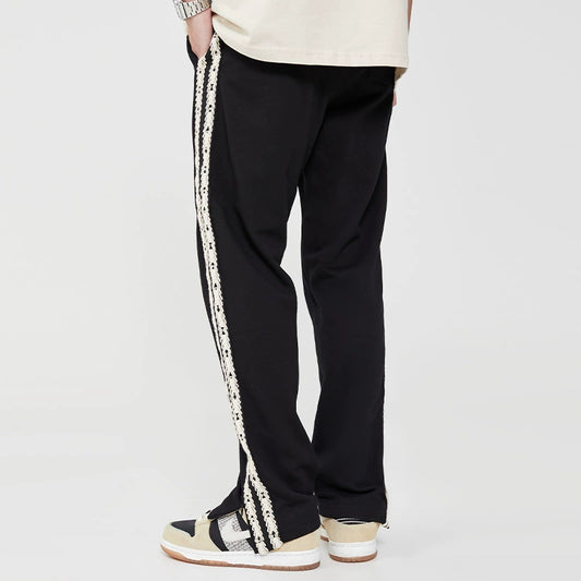 Side Stripe Panel Wide-Leg Straight Track Pants WN10401