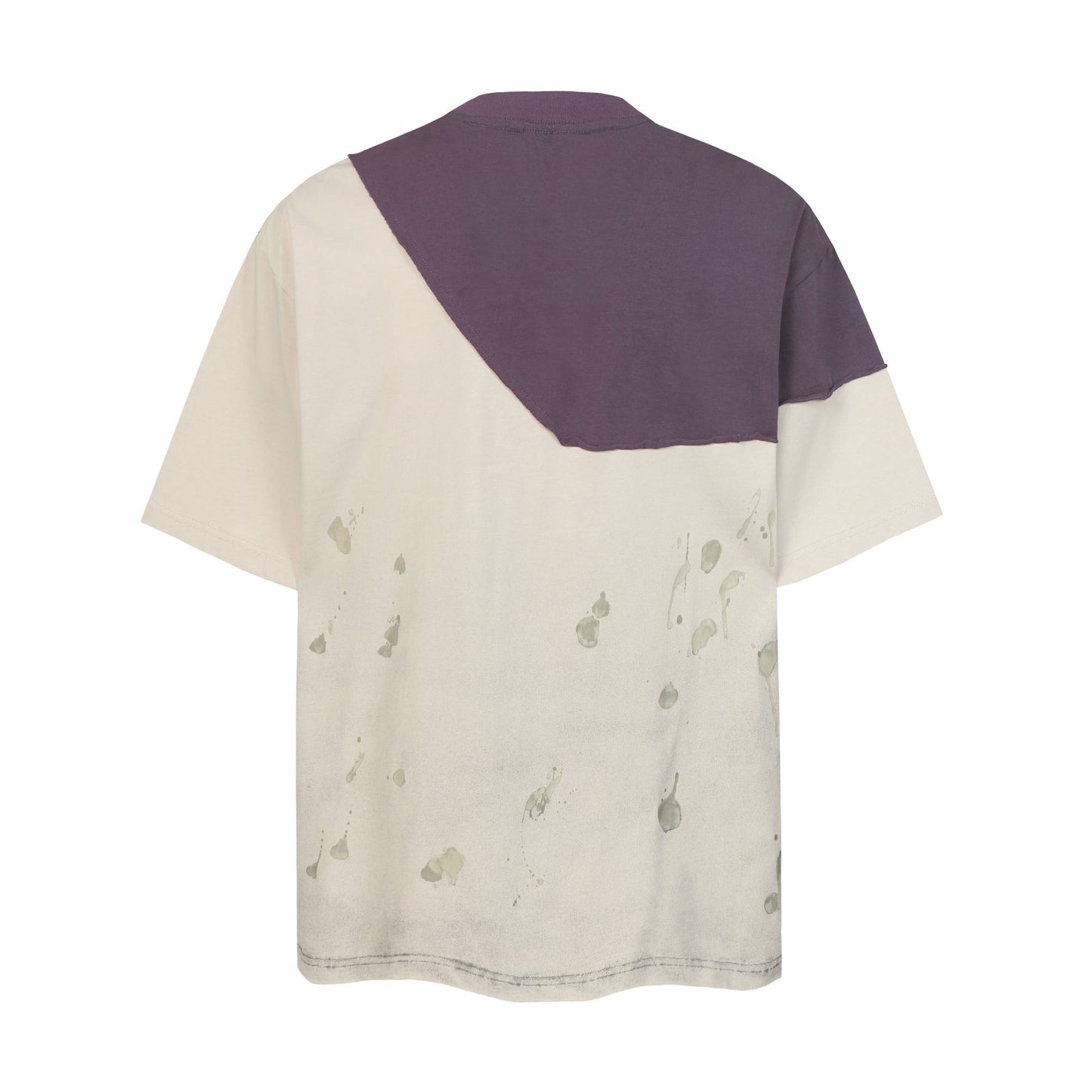 Damage Contrast Patchwork Pocket Short Sleeve T-Shirt WN26815