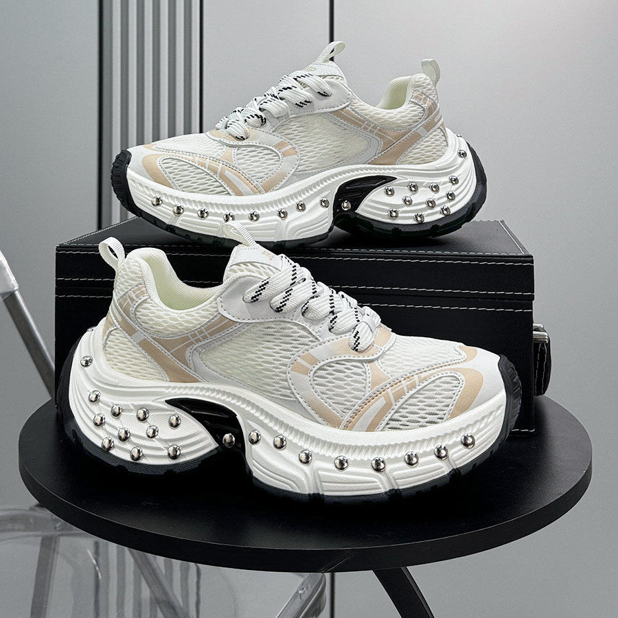 Mesh Studs Platform Chunky Sole Sneakers WN24664
