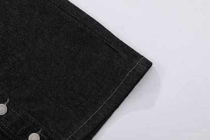 Raw Asymmetrical Button Denim Half Jeans WN26120