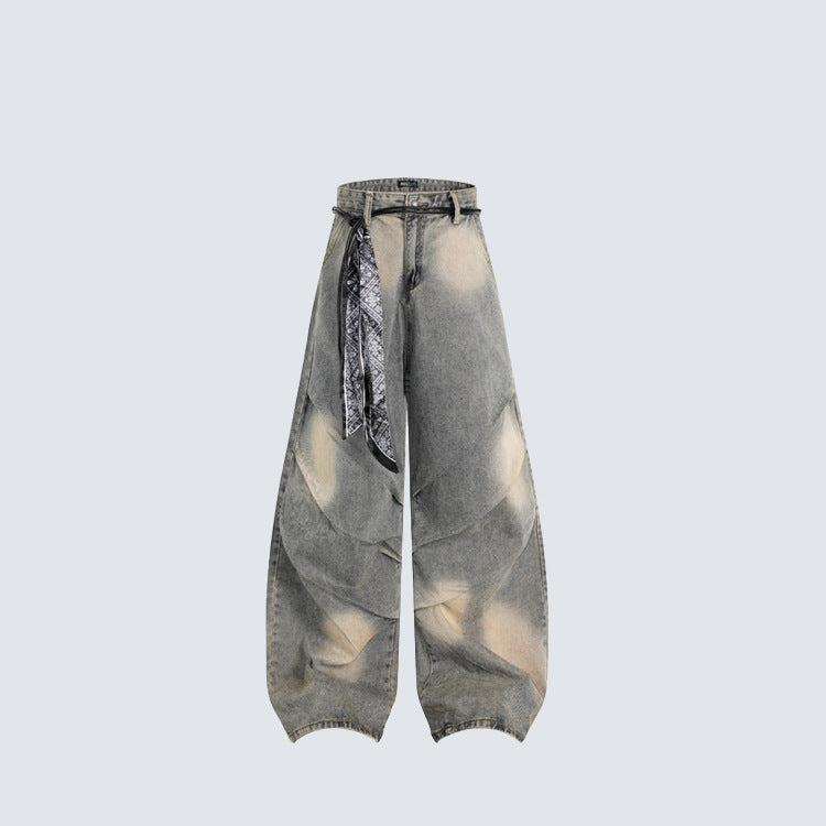 Spray Paint Gradient Wide Leg Denim Jeans WN28063