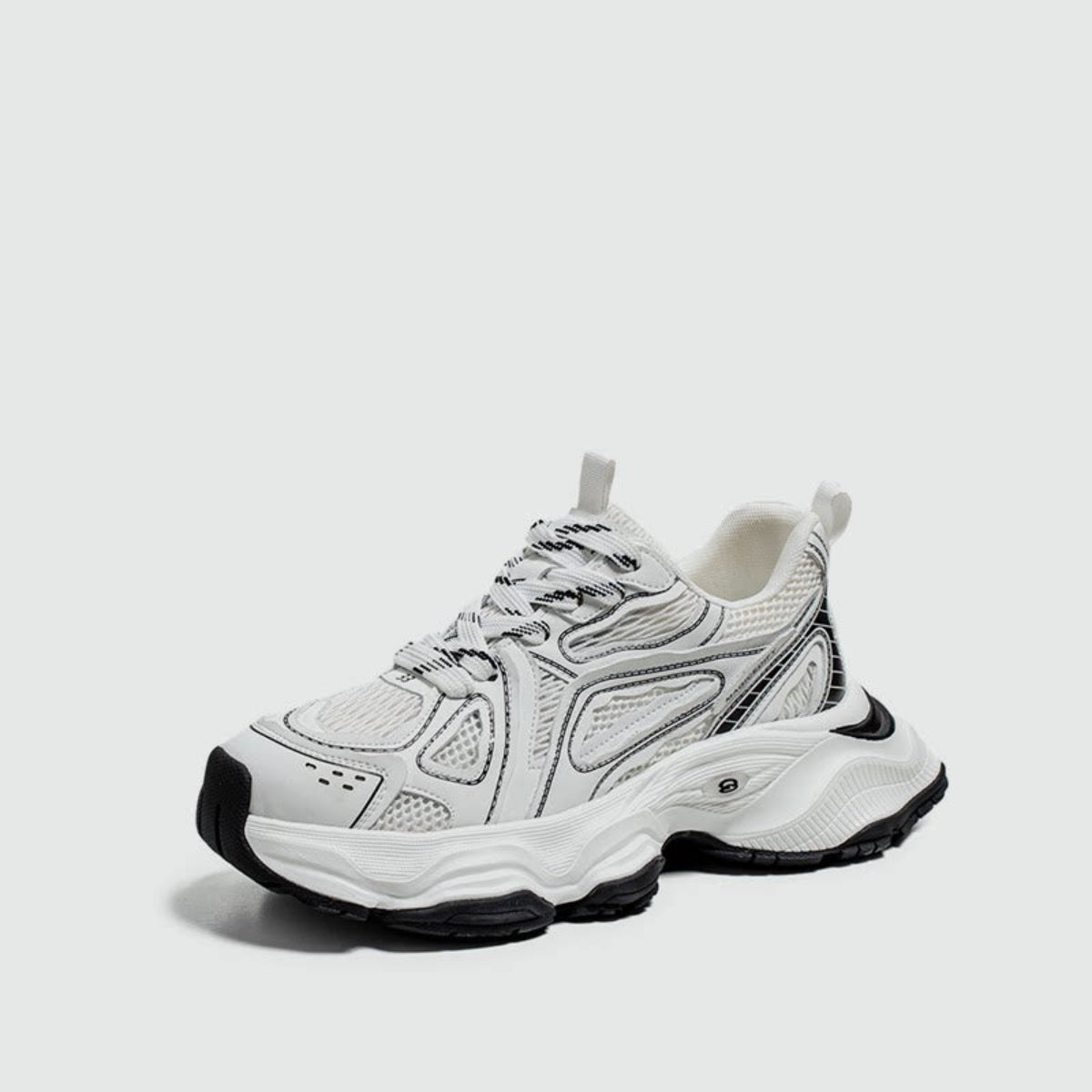 Color Block Platform Chunky Sole Lace-Up Sneakers WN23492