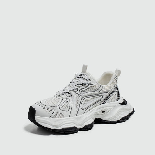 Color Block Platform Chunky Sole Lace-Up Sneakers WN23492