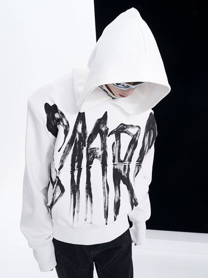 Letter Graffiti Design Shoulder-pad Hoodie WN8061