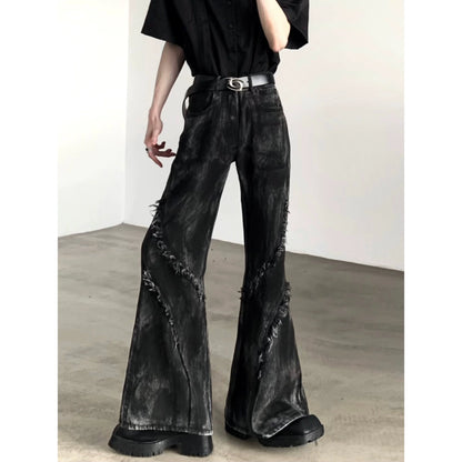 High Waist Damage Flare Denim Jeans WN7056