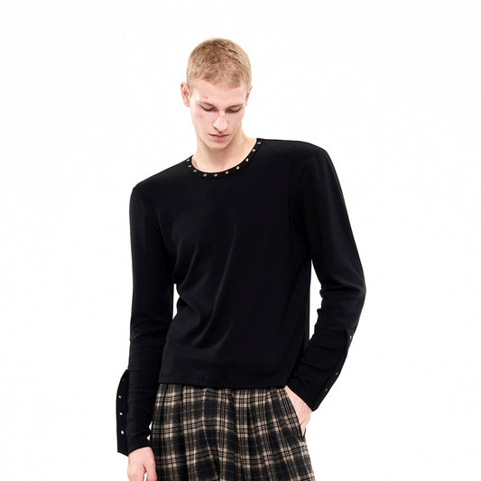 Metal Stud Design Long Sleeve T-Shirt WN21816