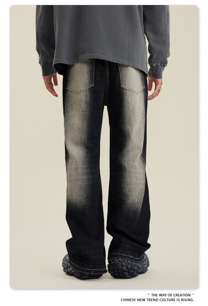 Washed Damage Flare Denim Jeans WN6415