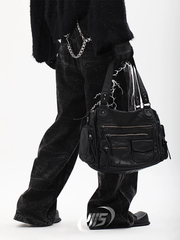 Washed Multi-Pocket Shoulder Bag WN18689