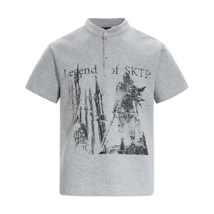 Graphic Art Print Henley Short Sleeve T-Shirt WN24280