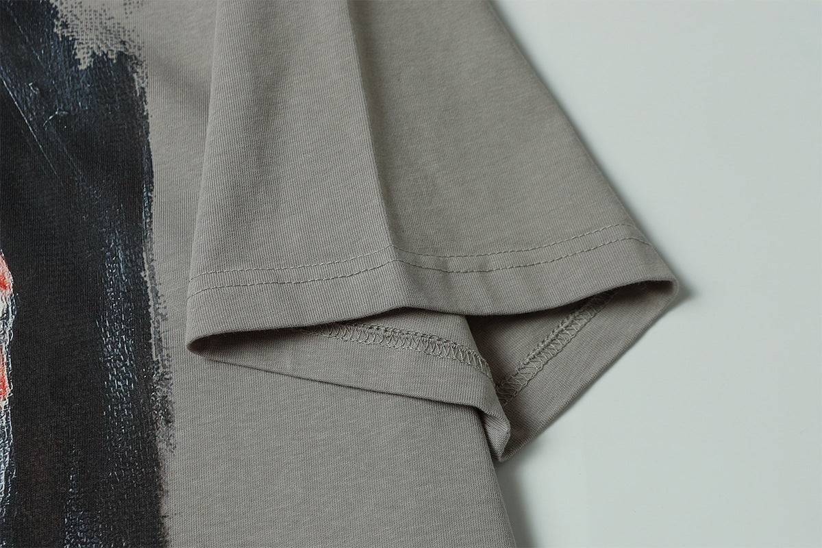 Oil Paint Washed Oversize Short Sleeve T-Shirt WN16129