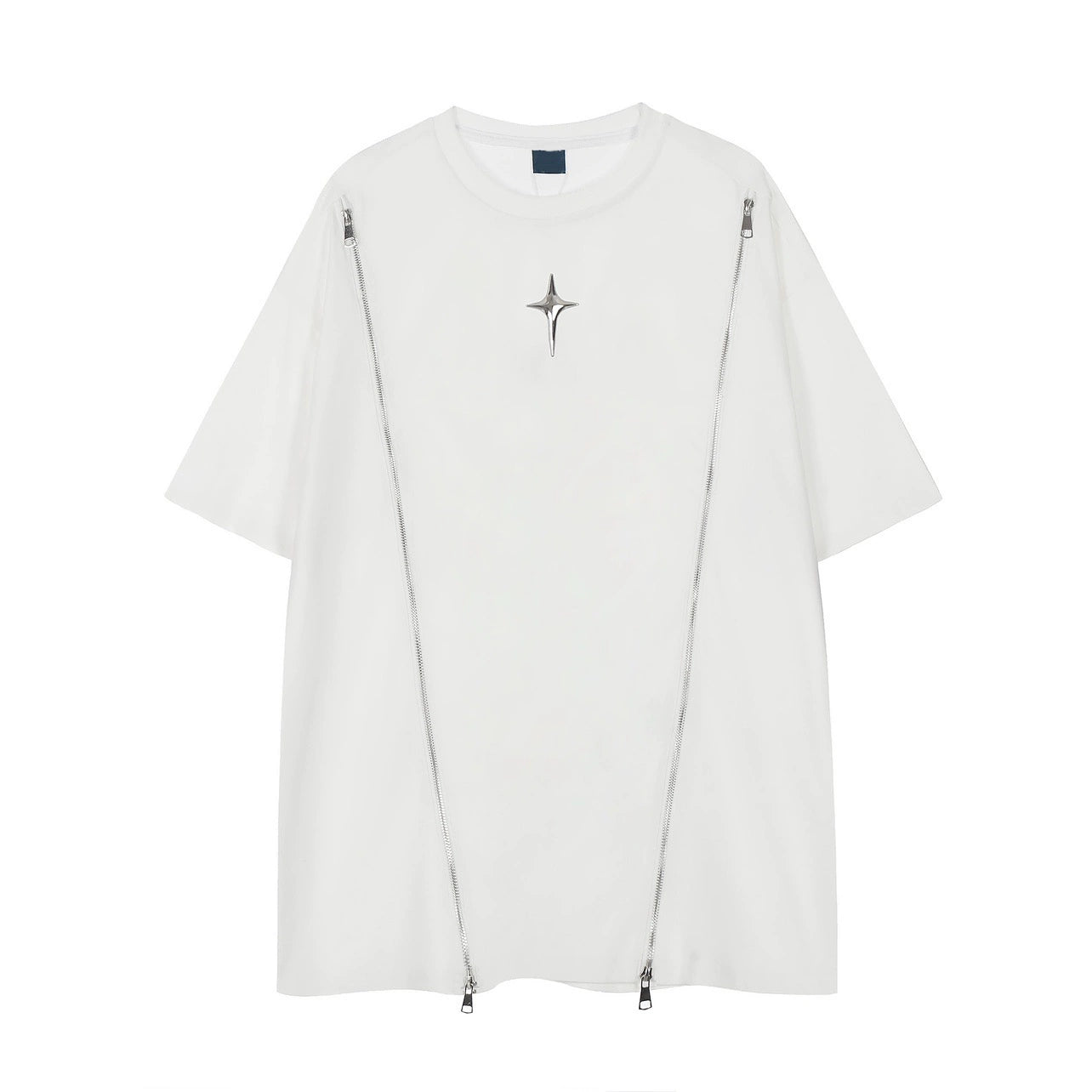 Zipper Design Oversize Short Sleeve T-Shirt WN5280