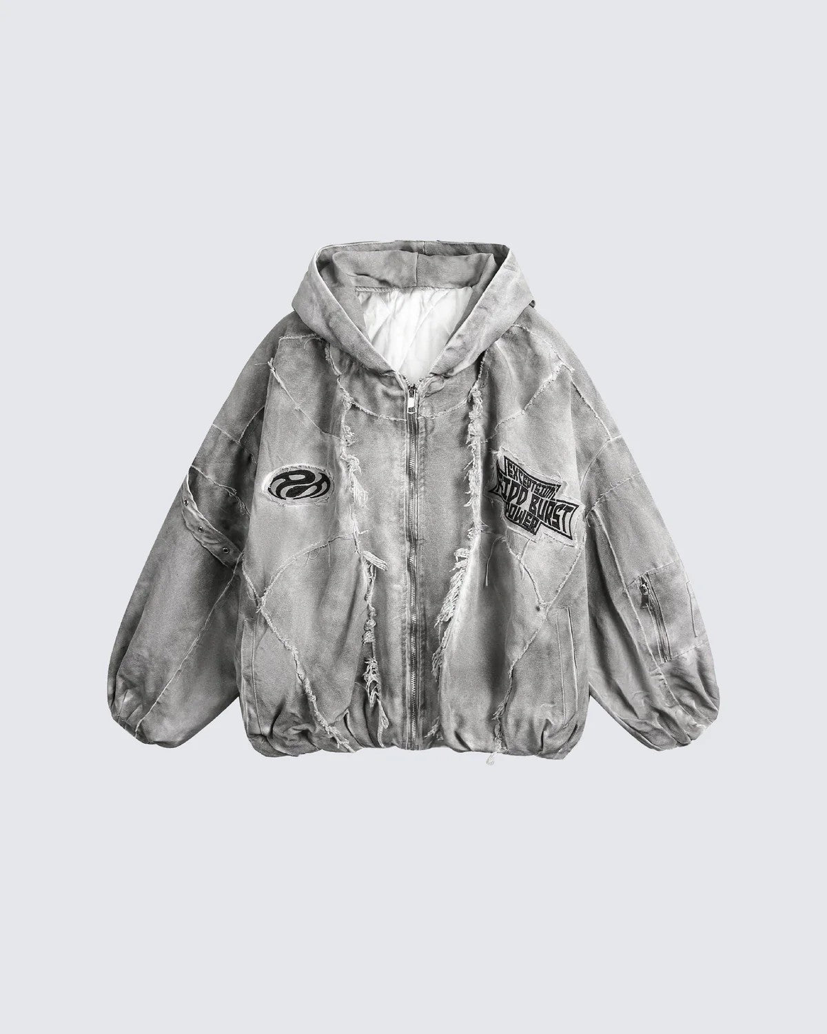 Washed Graphic Pocket Detail Hooded Jacket WN27967