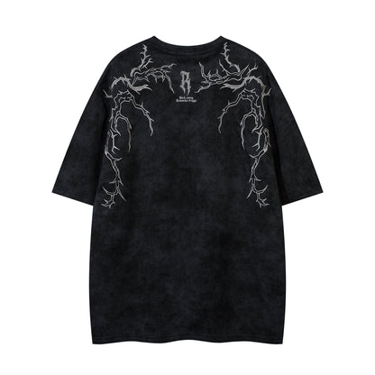 Embroidery Suede Design Oversize Short Sleeve T-Shirt WN15080
