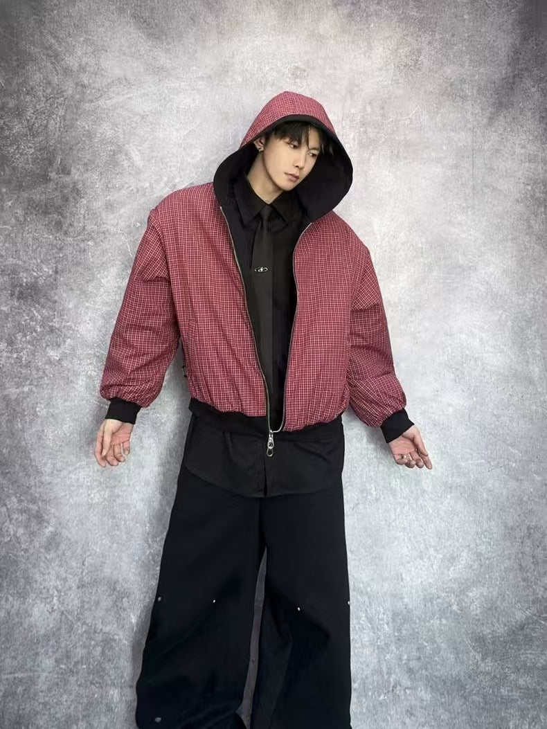 Deconstructed Structured Heavyweight Hooded Jacket & Wide Leg Pants Setup WN27845