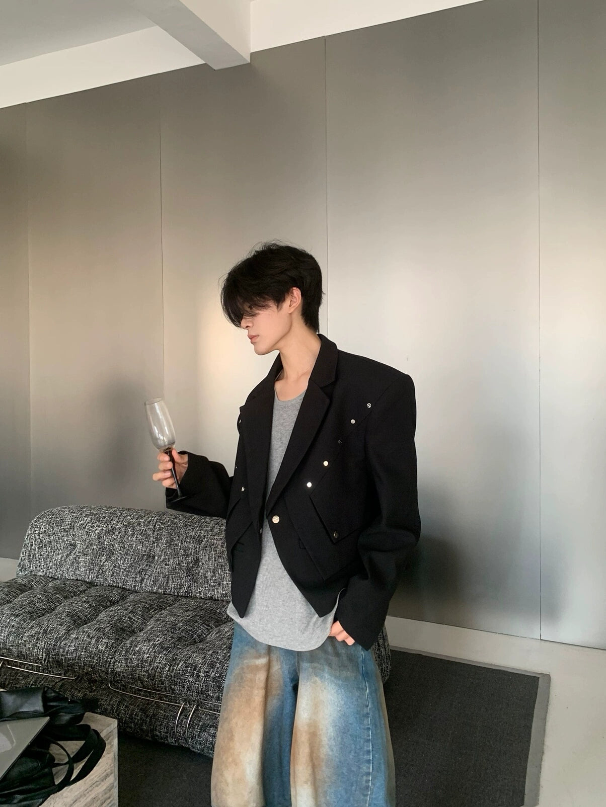 Button Design Deconstructed Line Jacket WN19913