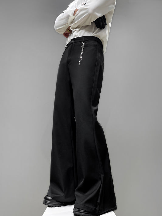 Metal Chain Draped Flare Trousers WN23856