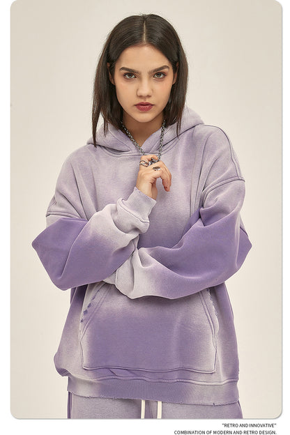 Fleece Lining Spray-dye Damage Oversize Hoodie WN9969-K